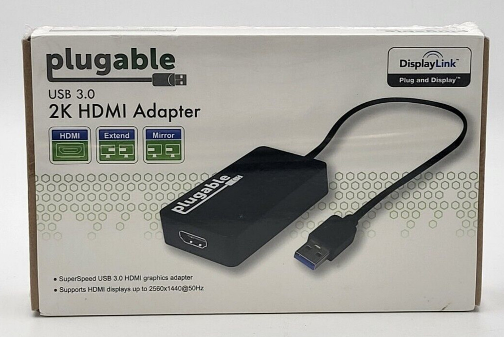 Plugable USB 3.0 2K HDMI Adapter Black Supports 1080p and Lower - New