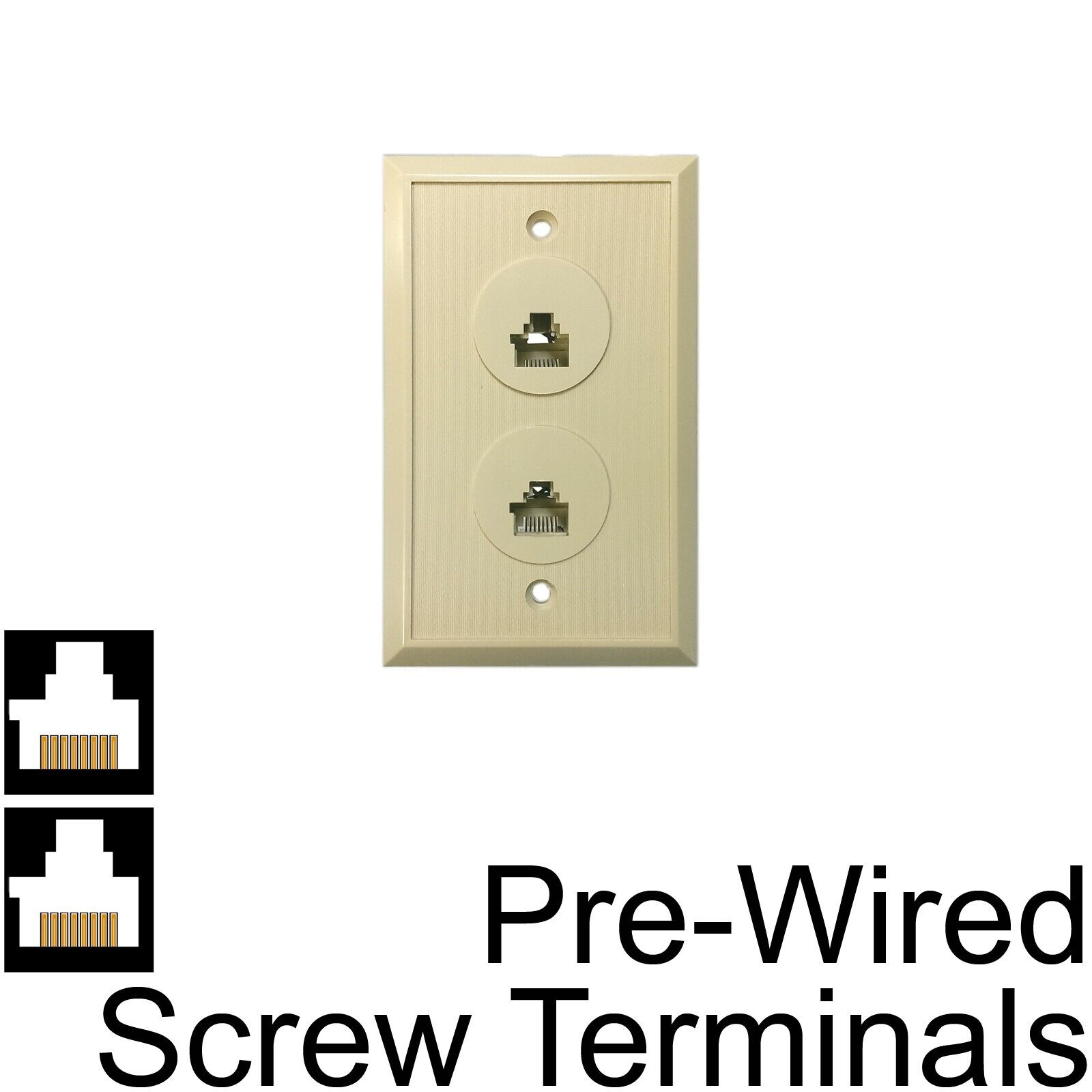 Network Wiring Wall Plate Ethernet Screw Terminal RJ45 8P8C 2-Port 603104IV