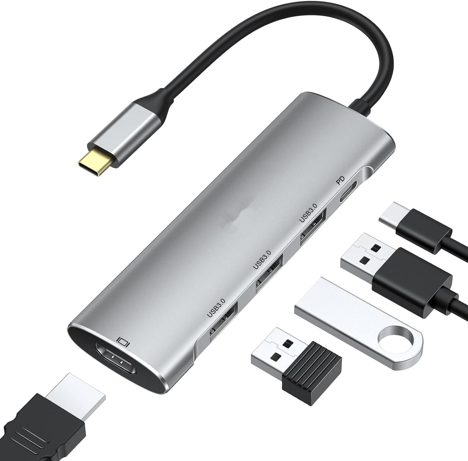 USB C Hub,USB C Hub Multiport Adapter 4K@60Hz 5 in 1 USB C to Hdmi Adapter