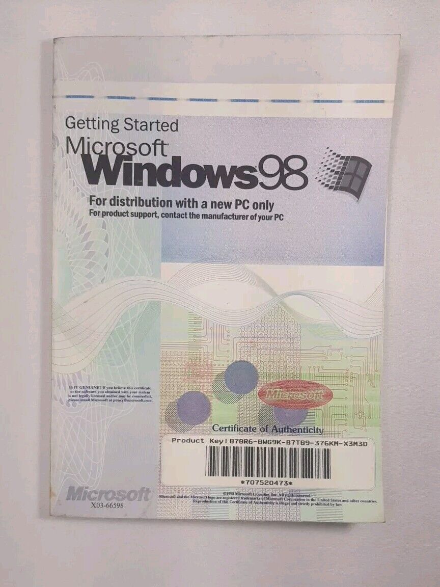 Microsoft Windows 98 Getting Started  Guide Manual Book