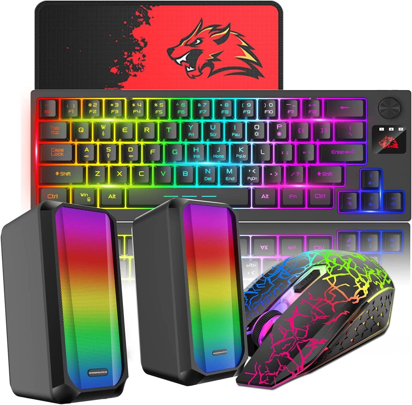T50 TKL Mechanical Wireless Rechargeable Gaming Keyboard Mouse RGB Speaker Combo
