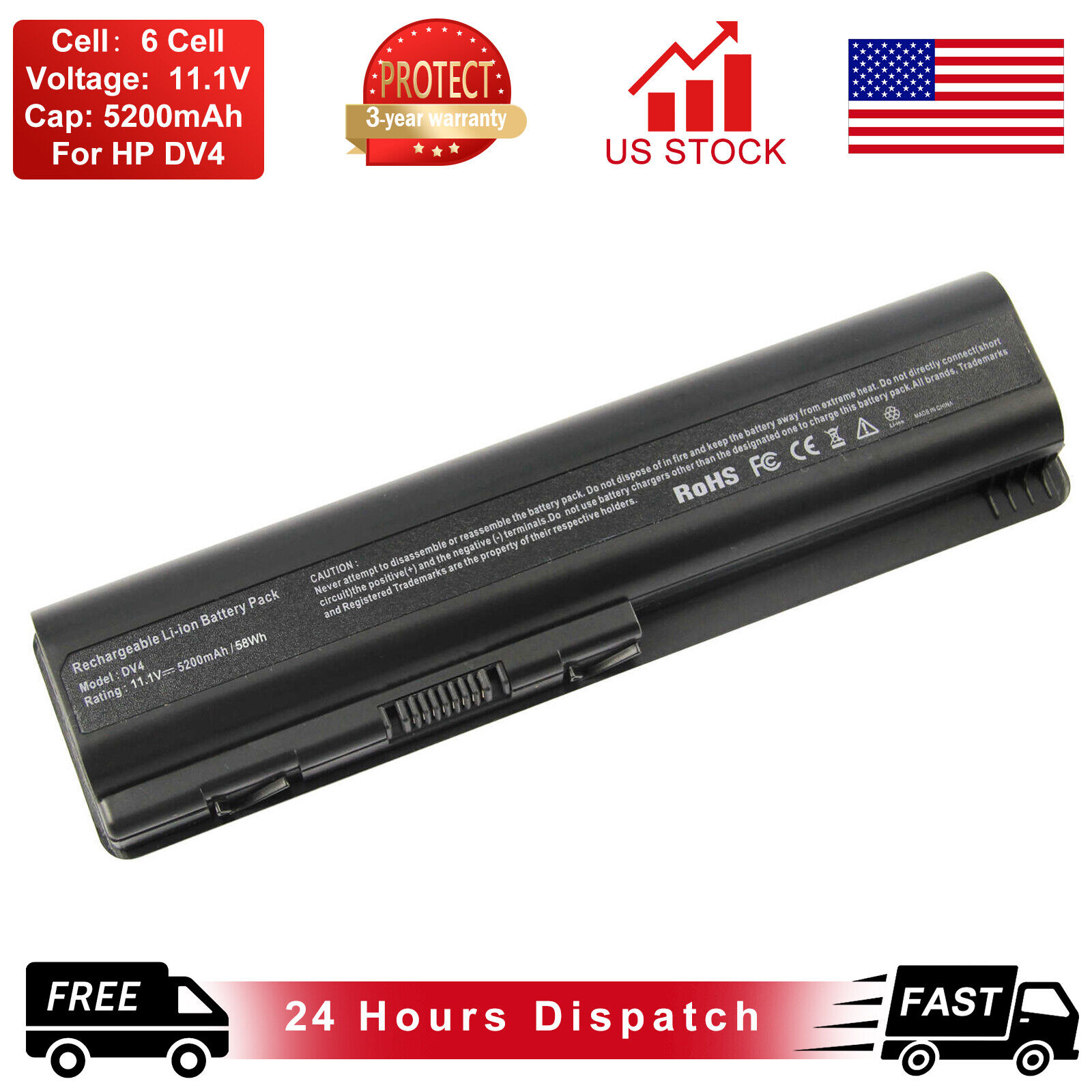 Battery For HP Pavilion DV4-1000  DV5-1000 DV6-1000 G50 G60 G61 G70 G71 Series 