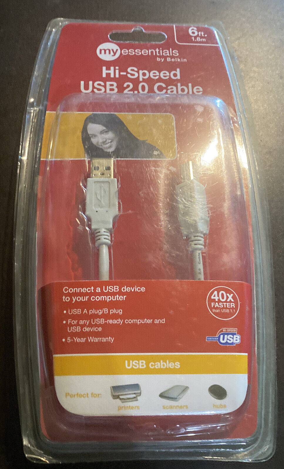 Belkin My Essentials Hi Speed USB 2.0 Cable 6 Foot New In factory Sealed Package