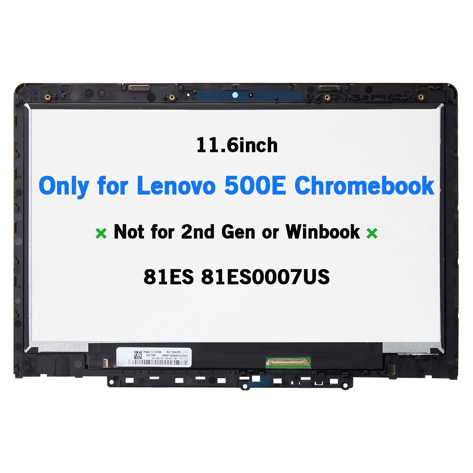 Lenovo 500E 1st Gen OEM Chromebook 81ES LCD Touch & Bezel 11.6inch 5D10Q79736