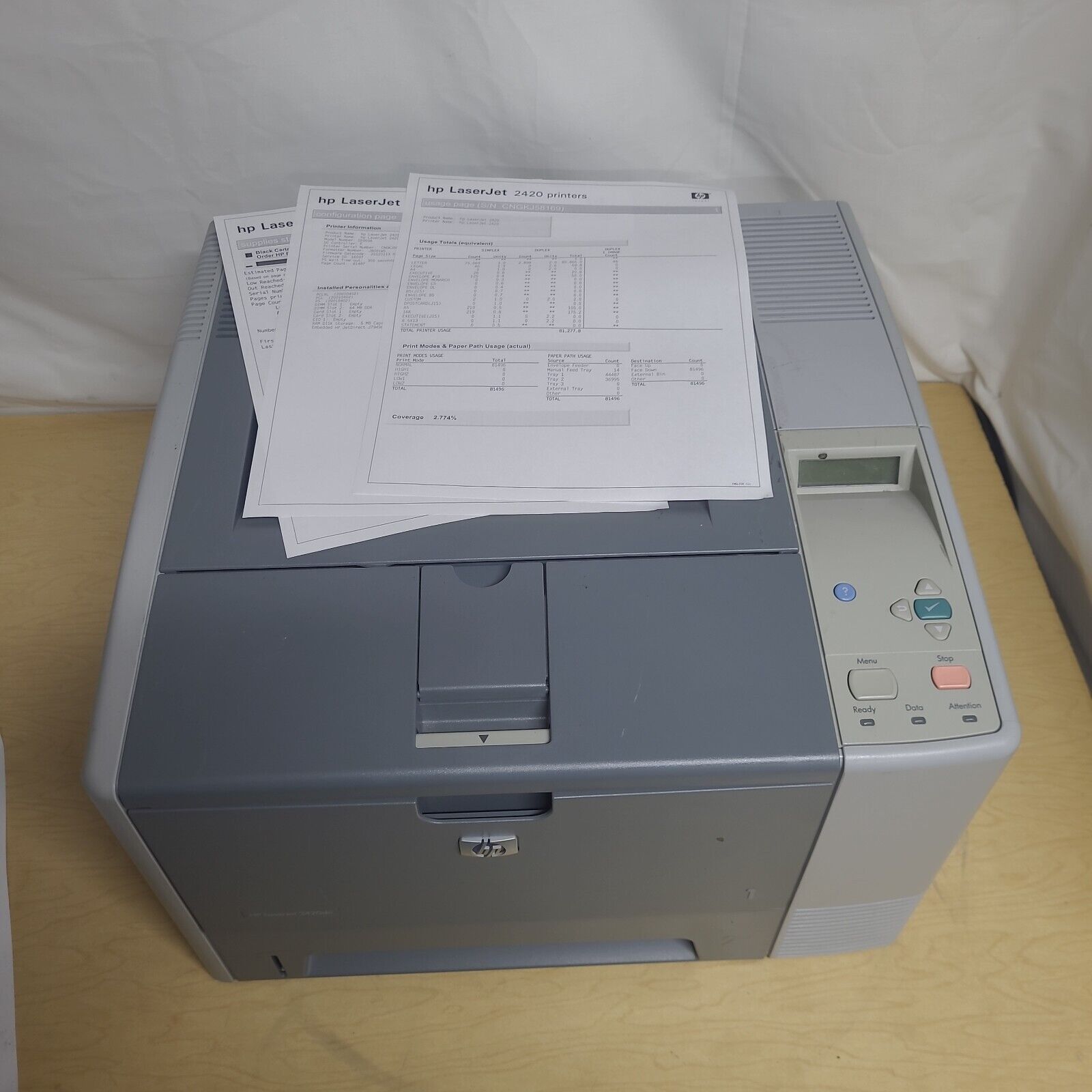 HP LaserJet 2420DN Monochrome Printer Duplex Network w/ Toner