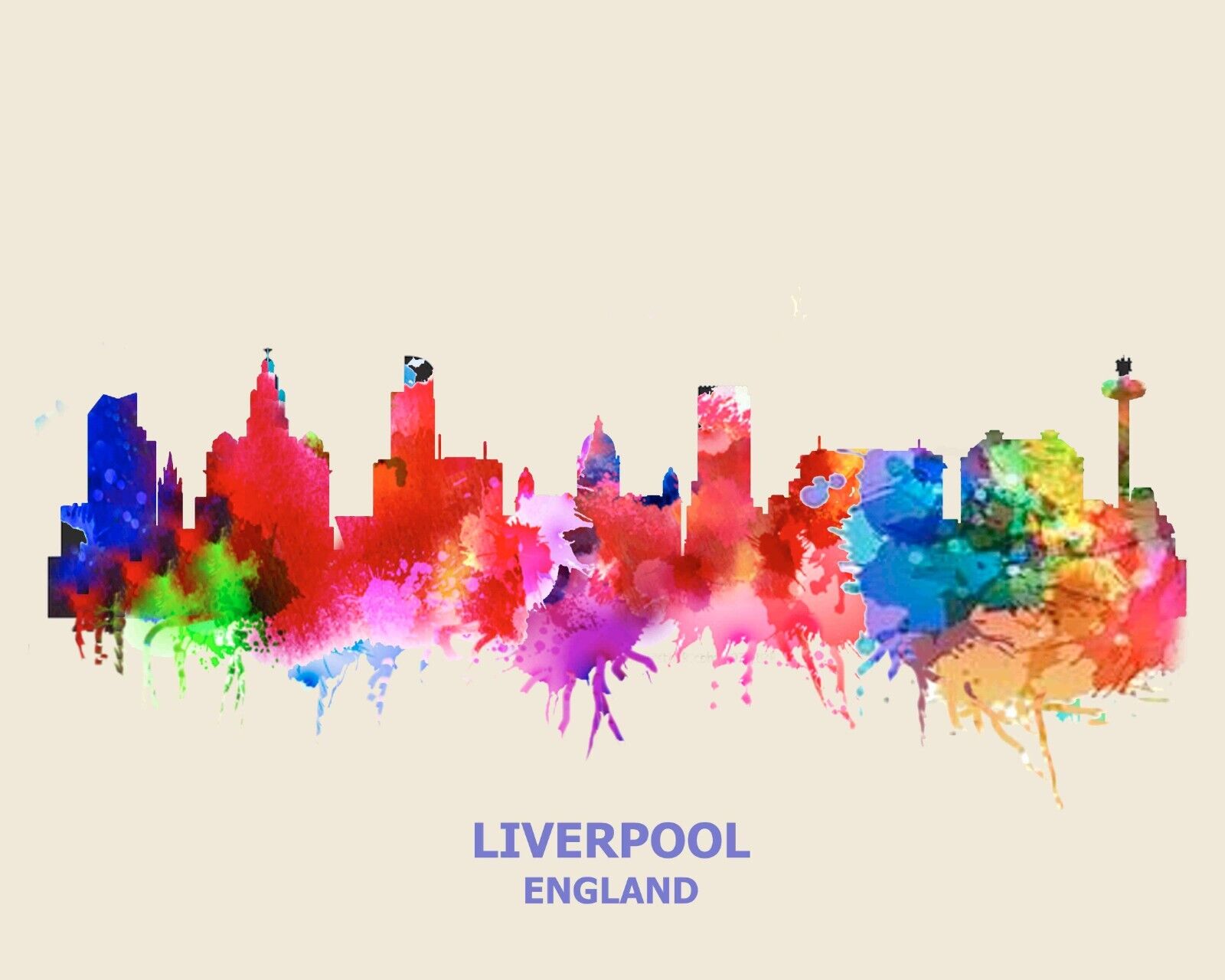 Liverpool UK Skyline Cityscape Standard Mouse Pad Watercolor Art Painting