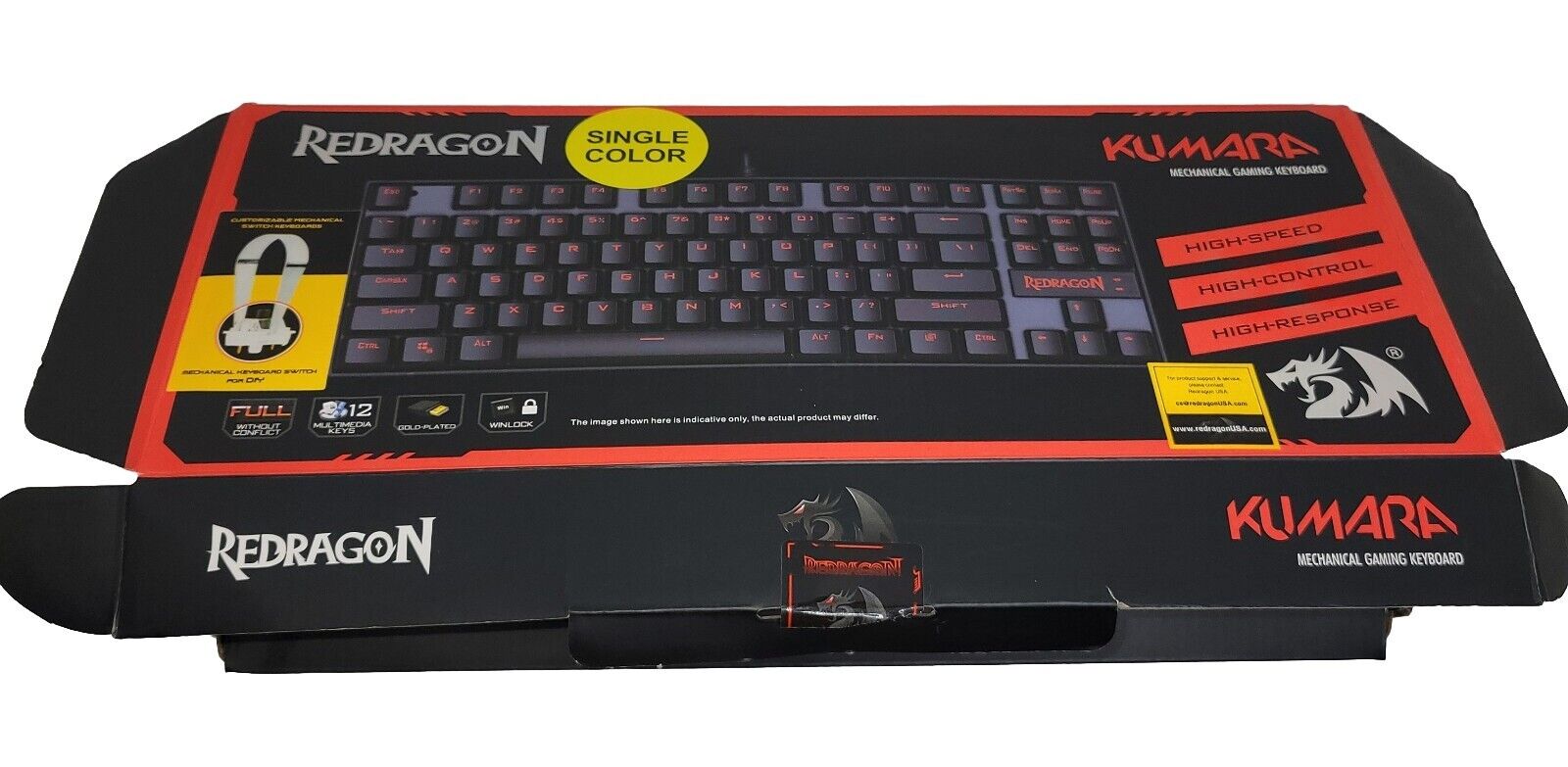 Redragon Kumara Keyboard Gaming Mechanical K552-1 Key LED RGB Tested & Working