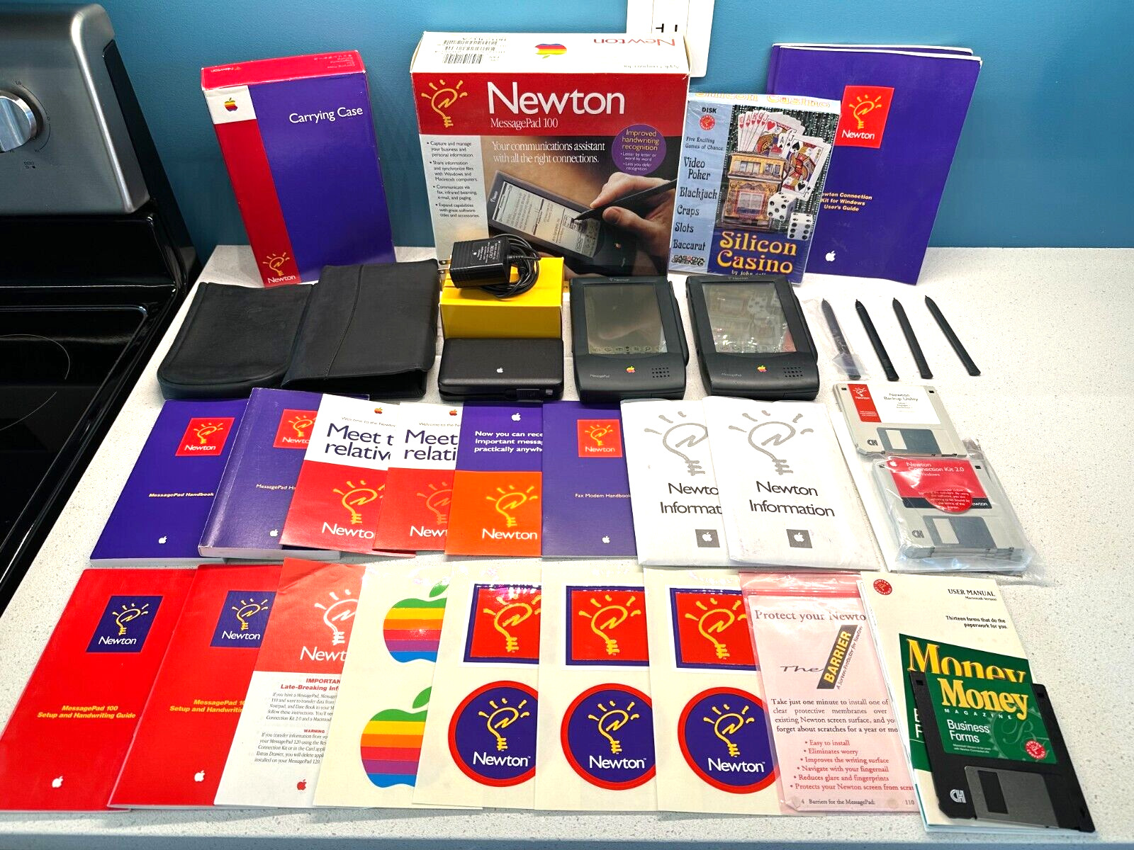 Lot of Two Apple Newton MessagePad 100 - Original Box - Case - Accessories
