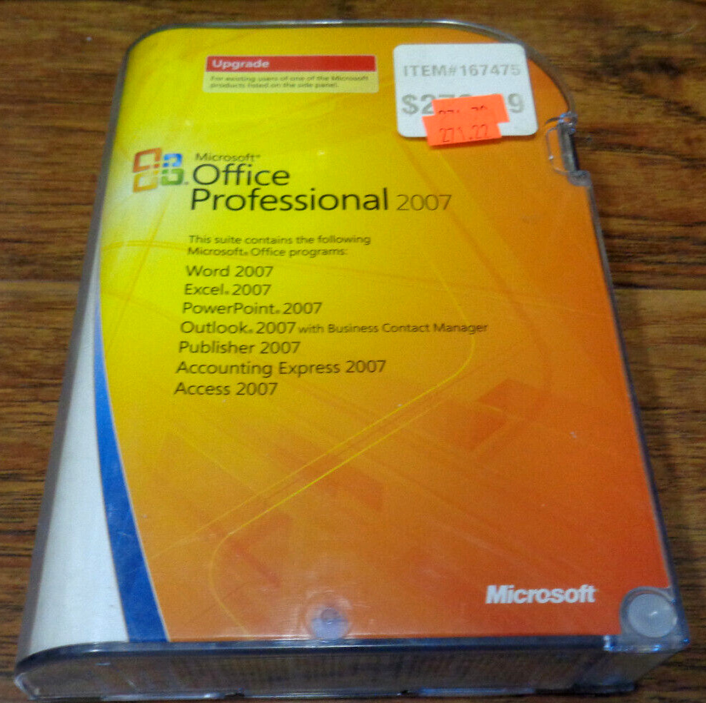MICROSOFT OFFICE PROFESSIONAL 2007 UPGRADE WORD EXCEL ACCESS USED