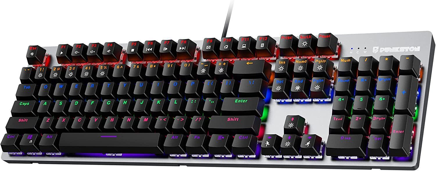 Punkston TK104 Mechanical Gaming Keyboard with Metal Panel