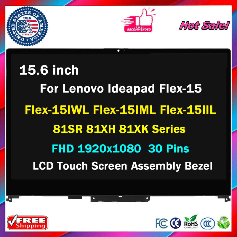 FHD LCD Touch Screen for Lenovo Ideapad Flex-15 Flex-15IWL Flex-15IML Flex-15IIL