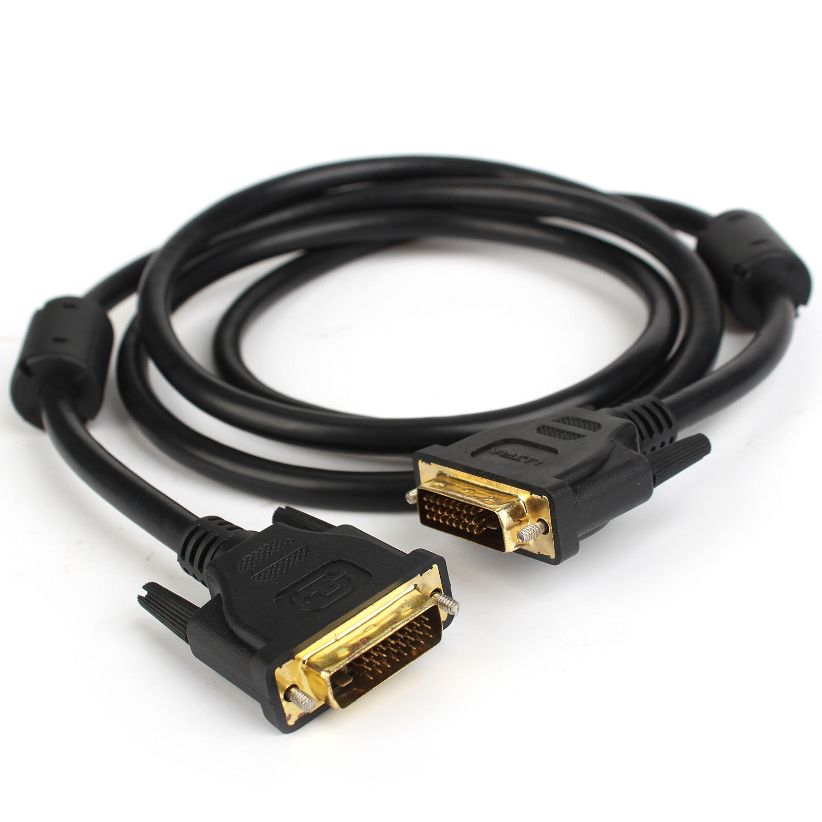  DVI DVI-D Dual Link 24+1 Male to Male Cable Adapter Gold Plated with Ferrites