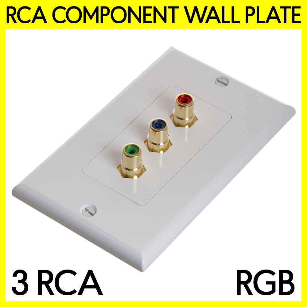 3 RCA Wall Plate Component Video Three RCA Faceplate with RGB Coupler Connectors