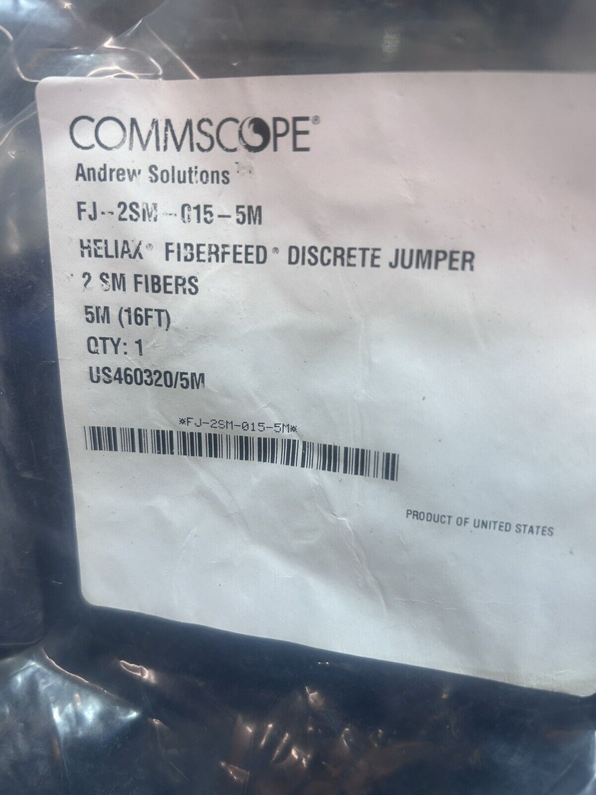 COMMSCOPE FJ-2SM-015-5M Discrete Fiber Jumper 2SM FIbers, 5M (16.4 FT)