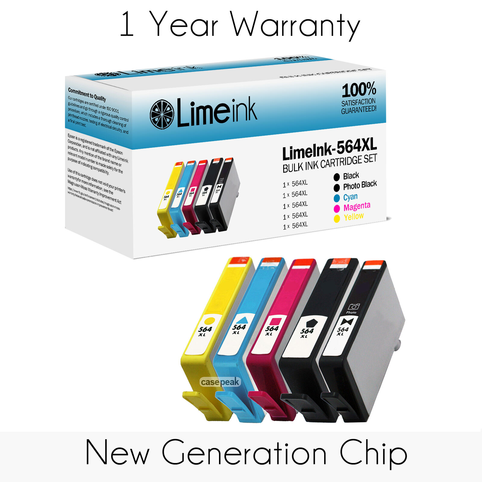 5 PK New Gen For HP 564XL Ink Printer Cartridge Black/Color PhotoSmart 7510 7520