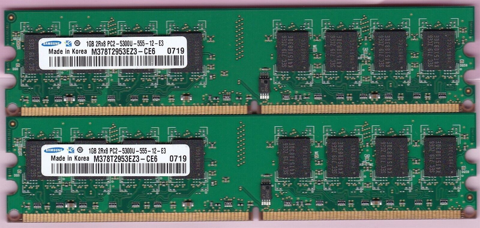 2GB 2x1GB PC2-5300 SAMSUNG M378T2953EZ3-CE6 DDR2-667 Desktop Ram Memory Kit DIMM