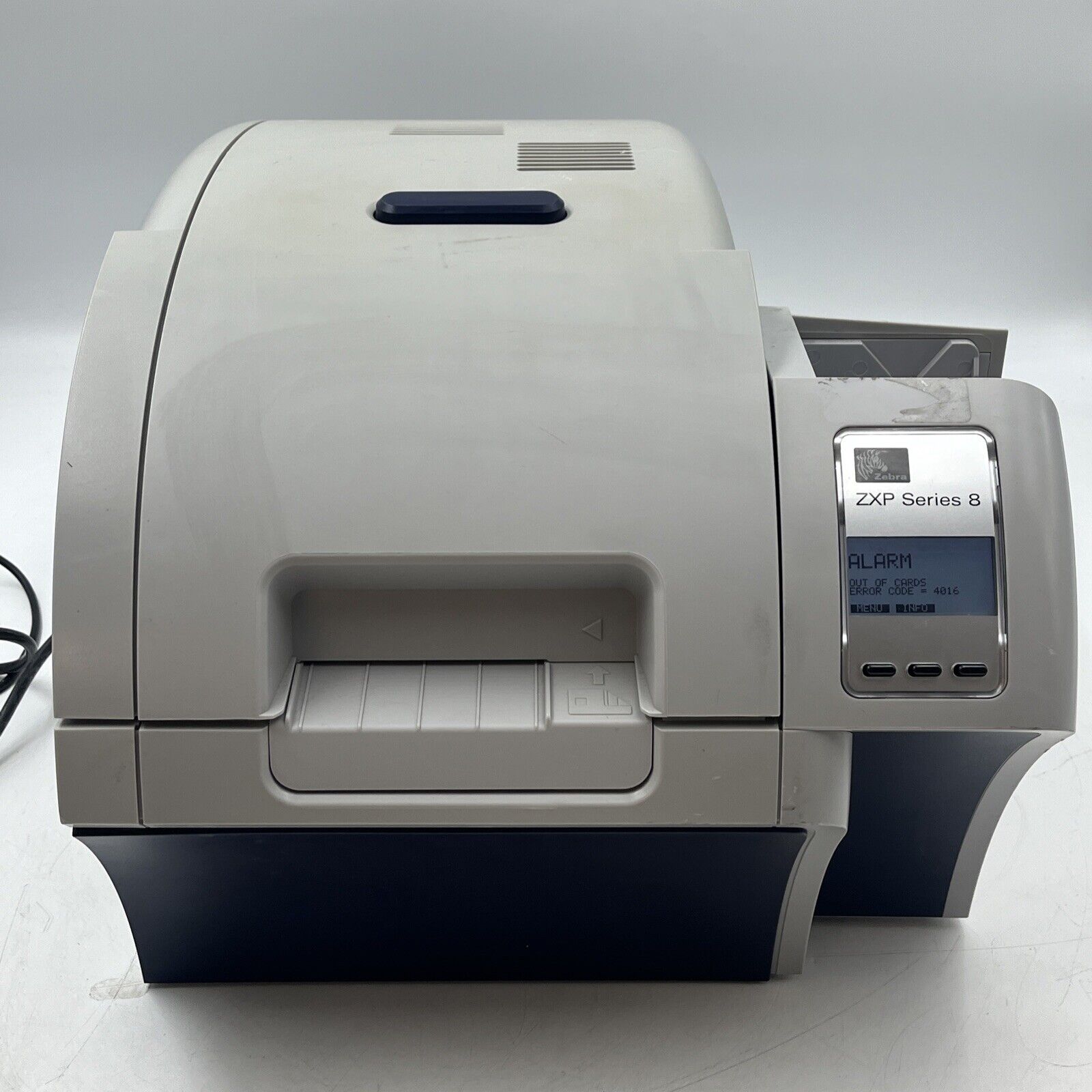 Zebra ZXP Series 8  Card Printer. POWER TESTED. FOR PARTS