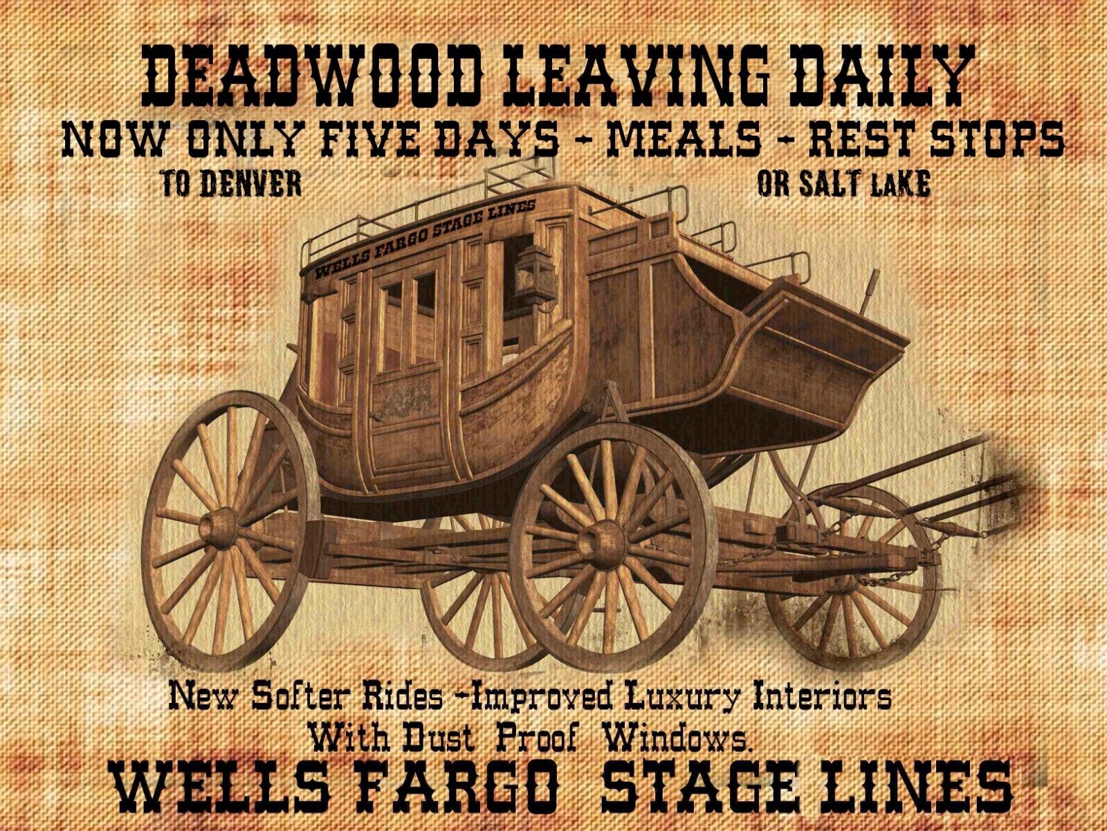 Old West Wells Fargo Stage lines Deadwood SD Daily Trips Mouse Pad   7 3/4  x 9\