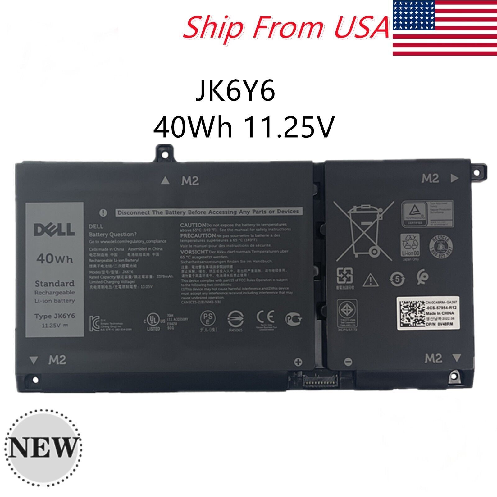 Genuine JK6Y6 Battery For Dell Inspiron 5301 5401 5402 5408 5501 5502 5508 40Wh