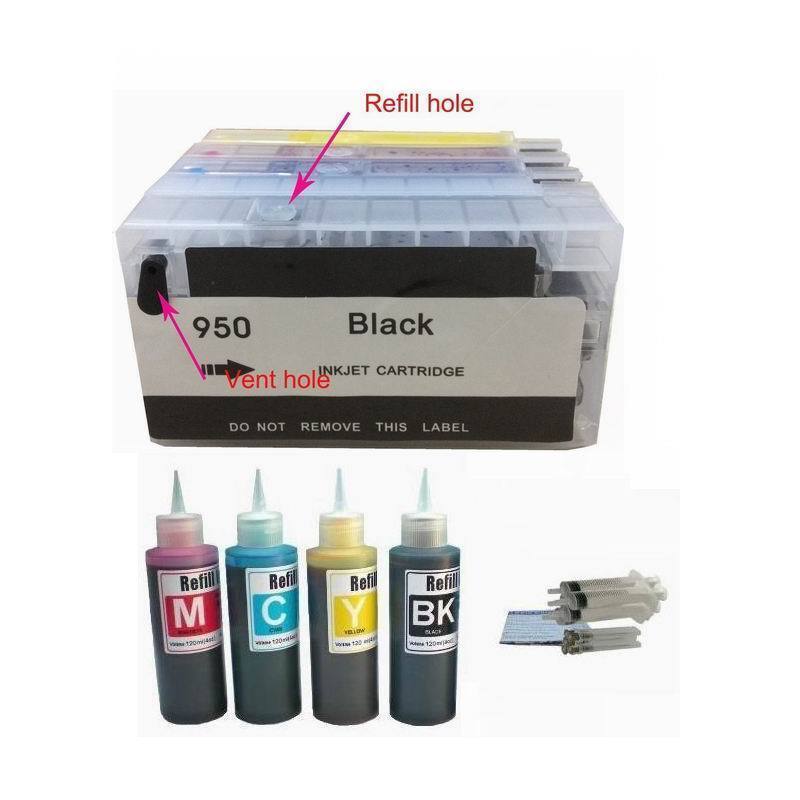 4PK Refillable ink kit cartridge for HP 950 951 Officejet Pro 8100 8620 8610