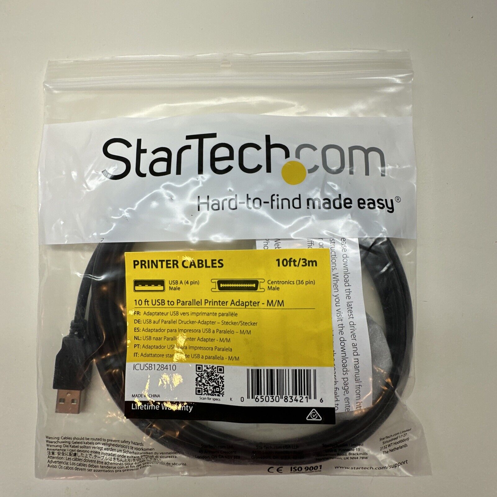StarTech.com Model ICUSB128410 10 ft. USB to Parallel Printer Adapter