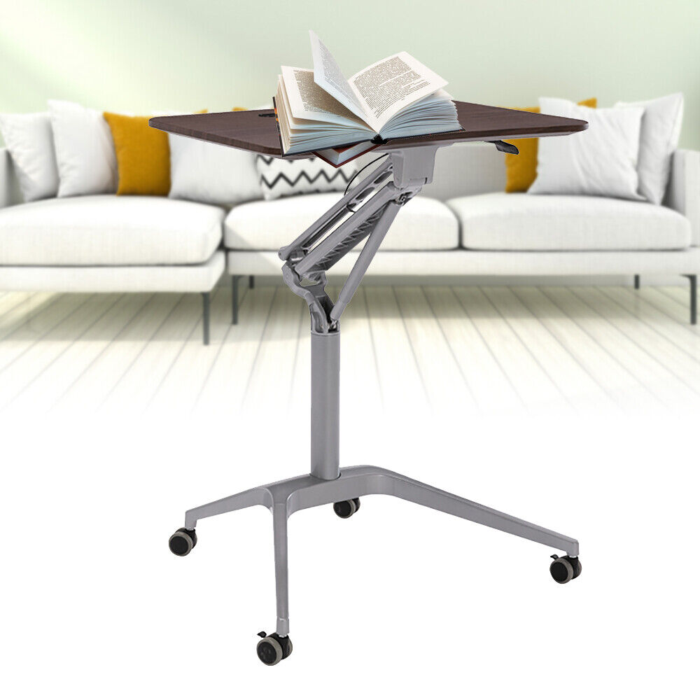 Height Adjustable 750-1060mm PVC Laptop Stand Desk Rolling Cart Mobile Desk USA