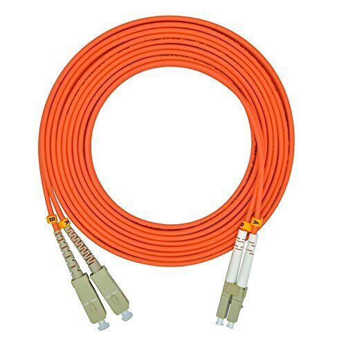 30Meters 100ft LC to SC Duplex 62.5/125 OM1 Multimode Fiber Optic Cable Jumpe...