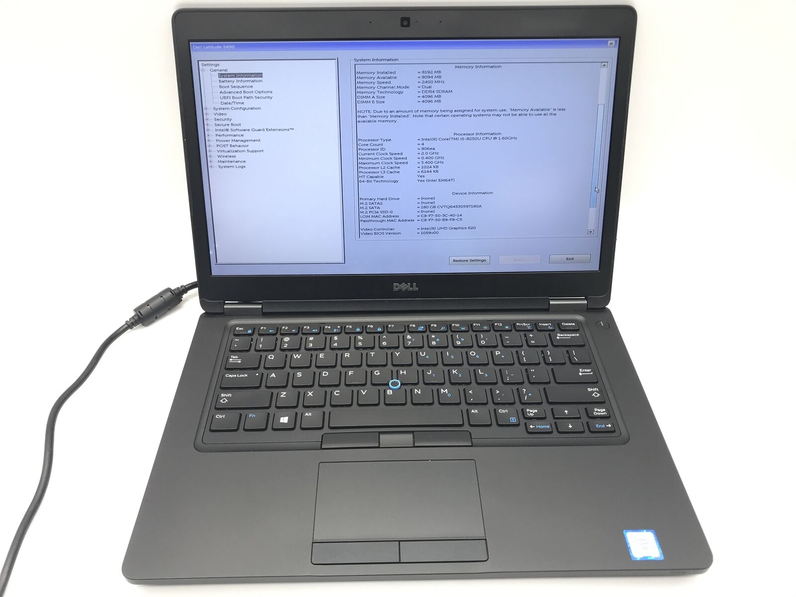 Dell Latitude 5490 Laptop Intel i5-8250U 1.60GHz 8GB 180GB SSD Good Unit