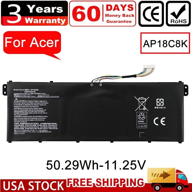 New For Acer Chromebook Spin CB315-3H Battery 11.25V 4471mAh 50.29Wh AP18C8K US