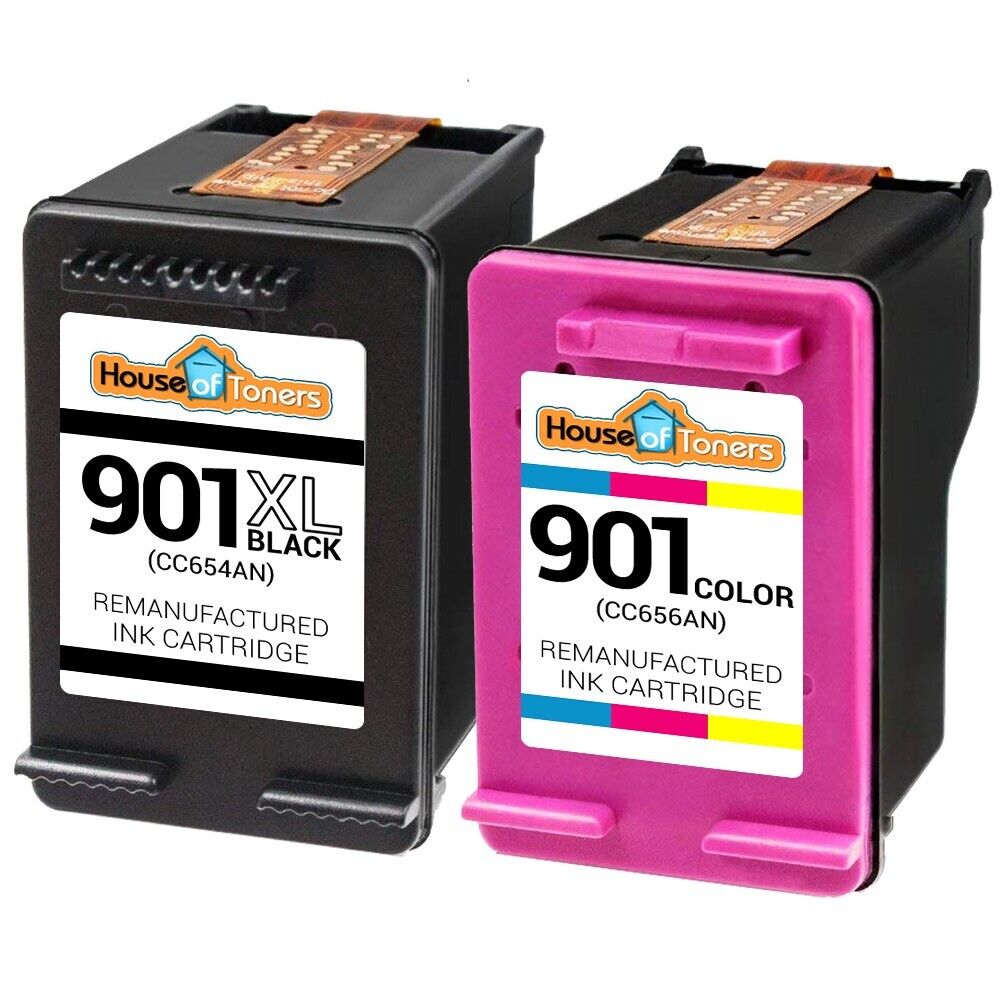 2PK For HP 901XL I1-Black & 1-Color Ink Cartridges G510 J4524 J4540