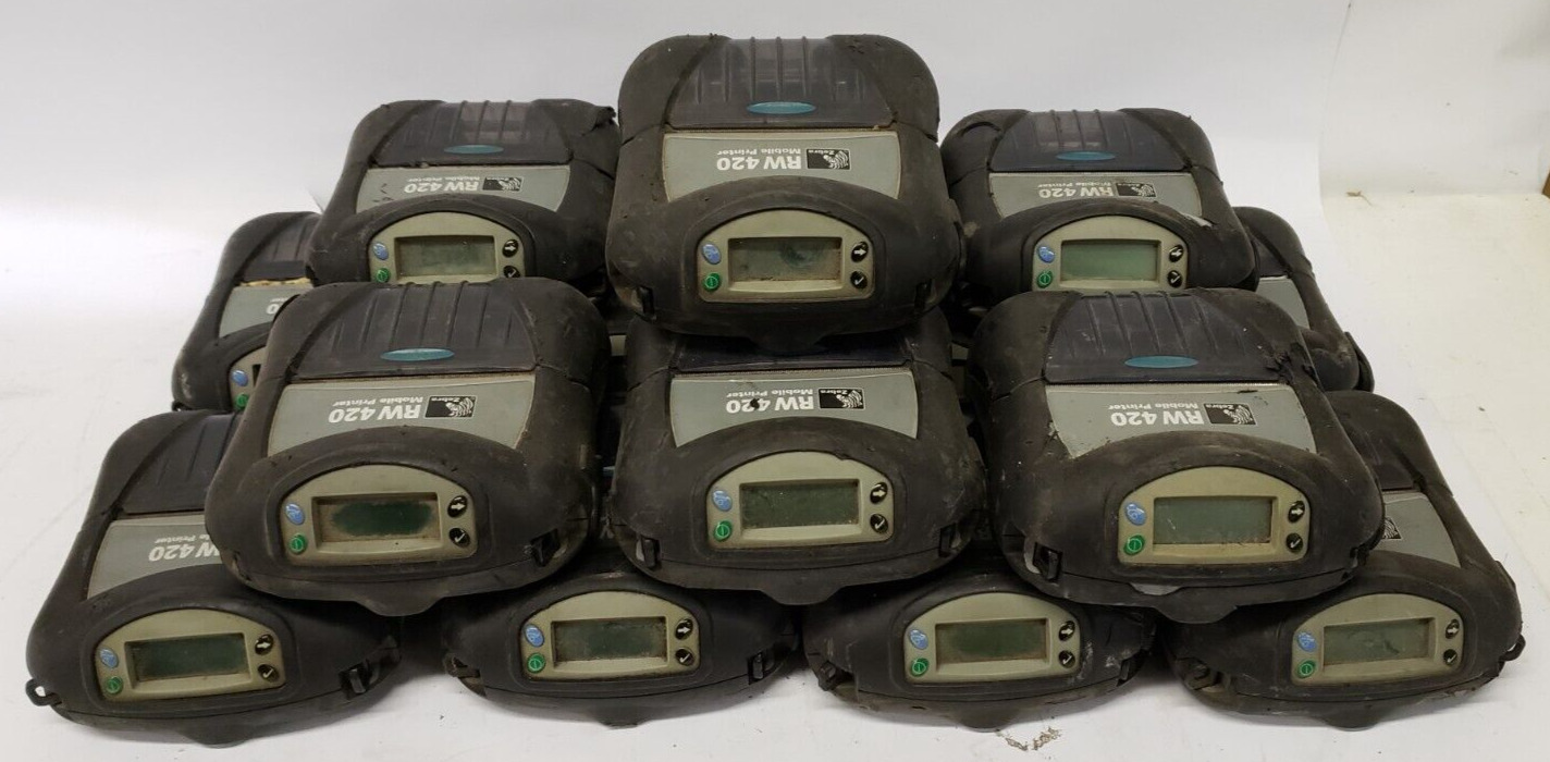 Lot of 15 - Zebra RW420 Rugged Mobile Barcode Printers - Untested as is