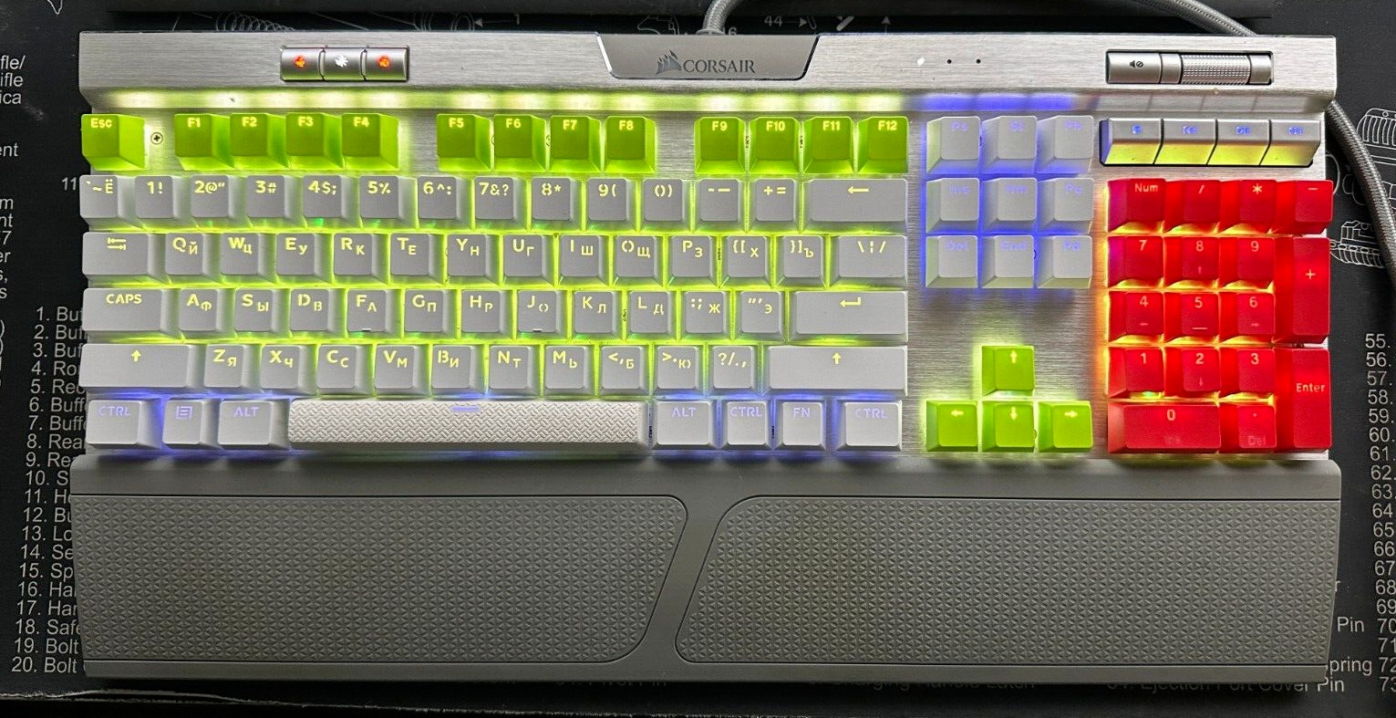 Corsair Russian Cyrillic RGB Gaming Keyboard Backlit Custom Mechanical