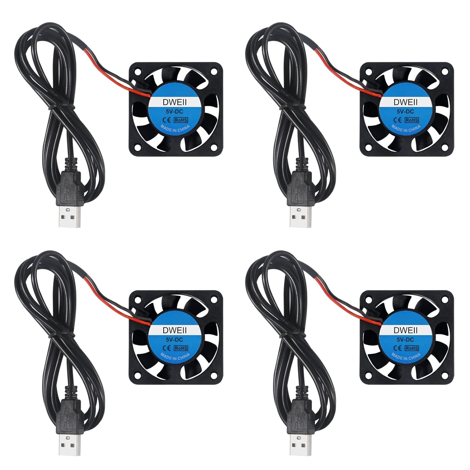 4-Pack 40Mm X10Mm DC 5V USB Brushless Cooling Fan, Oil Bearing 4010 Small Comput