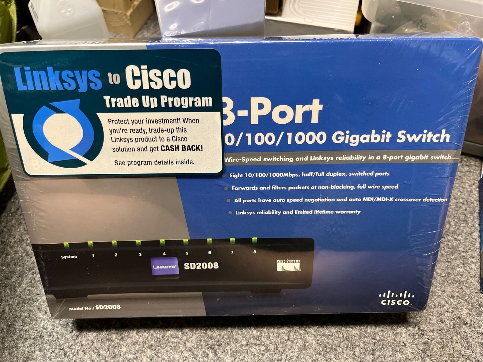 Cisco Linksys Model SD2008 8-port 10/100/1000 Gigabit Switch NFS