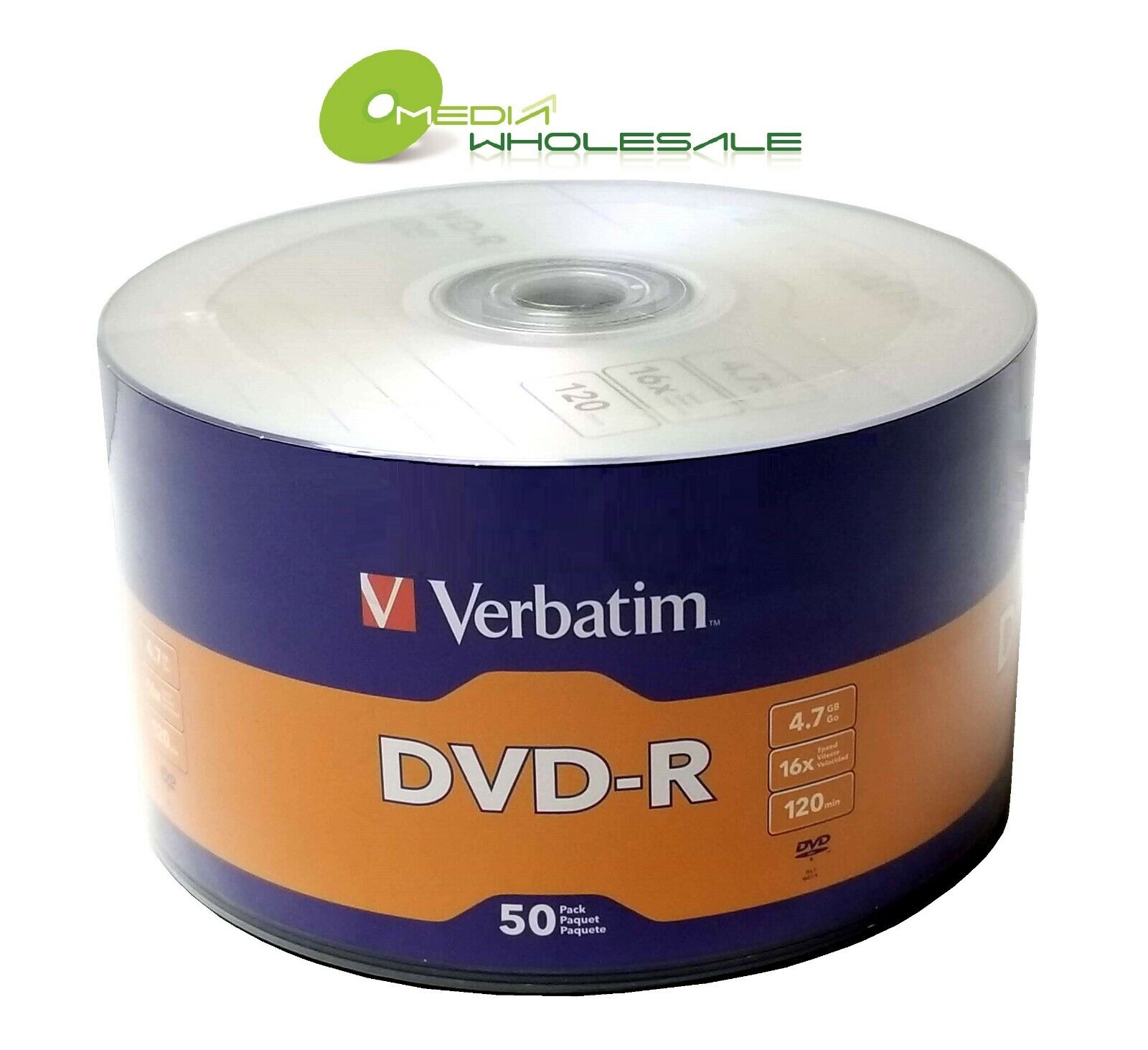 600 VERBATIM Blank 16X DVD-R DVDR Branded Logo 4.7GB Media Disc FACTORY BOX