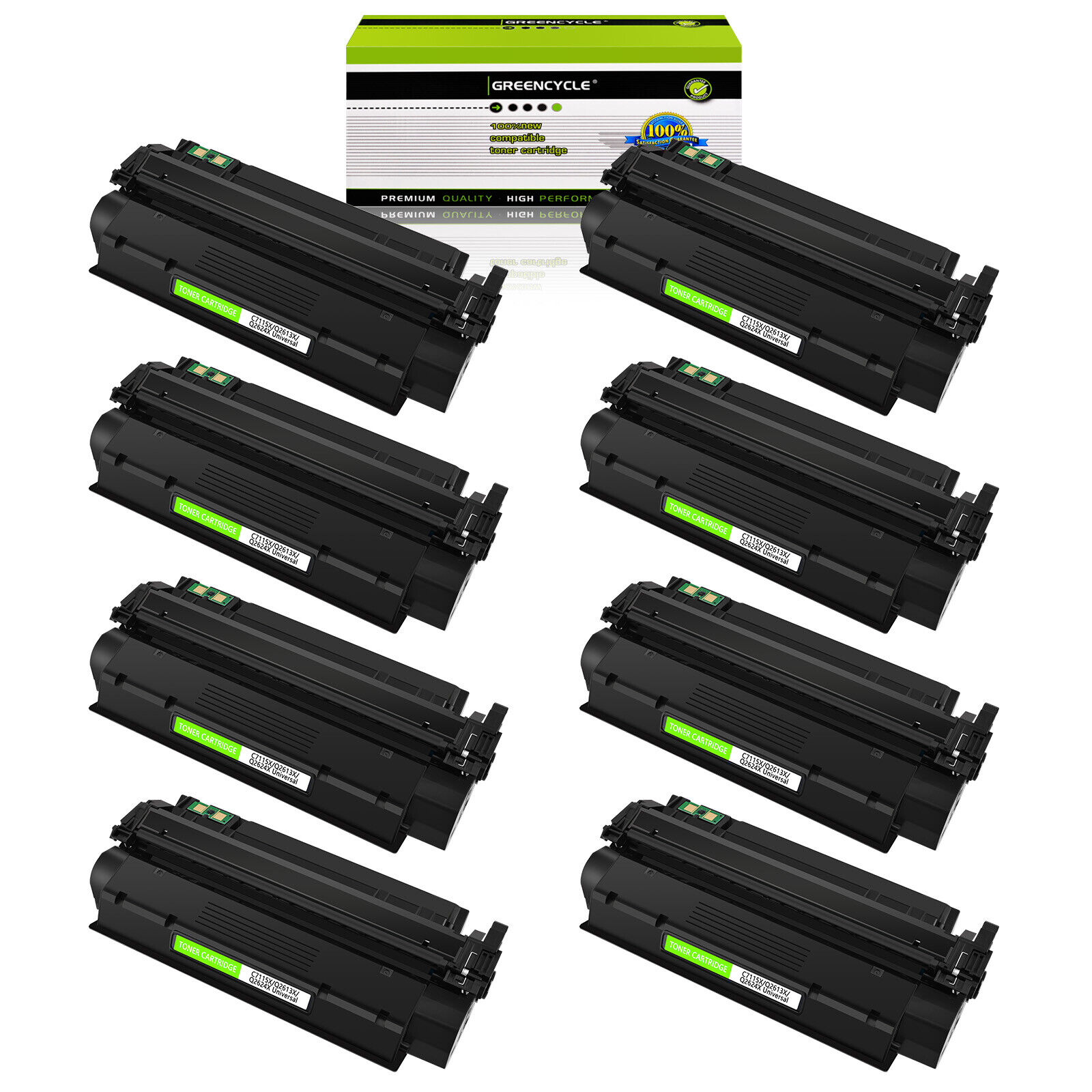 8 Pack Compatible For HP Laserjet 1300 1300N Q2613X Black Laser Toner Cartridges