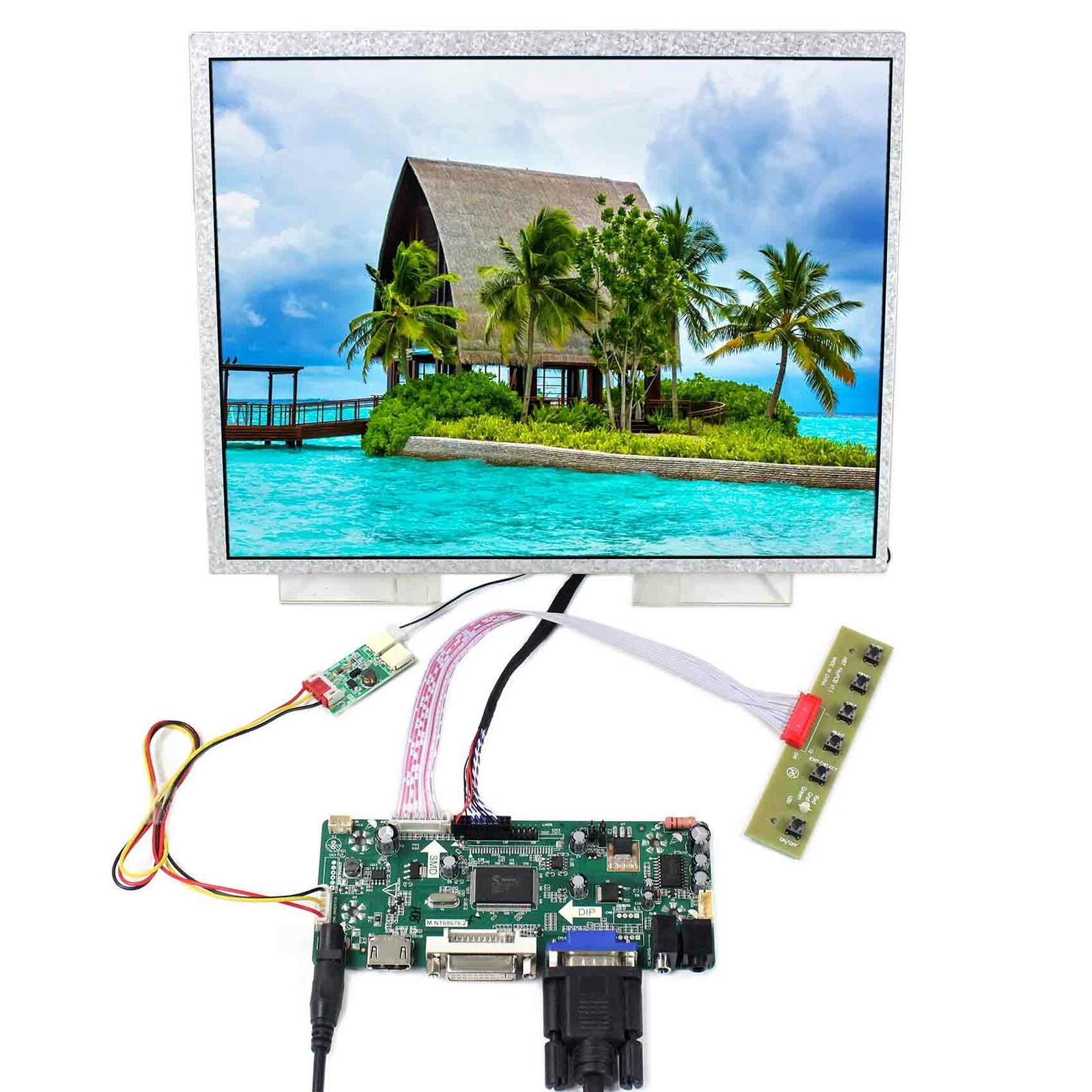 HD MI DVI VGA LCD Controller Board 12.1inch LCD Screen 1024x768 WLED 350nit
