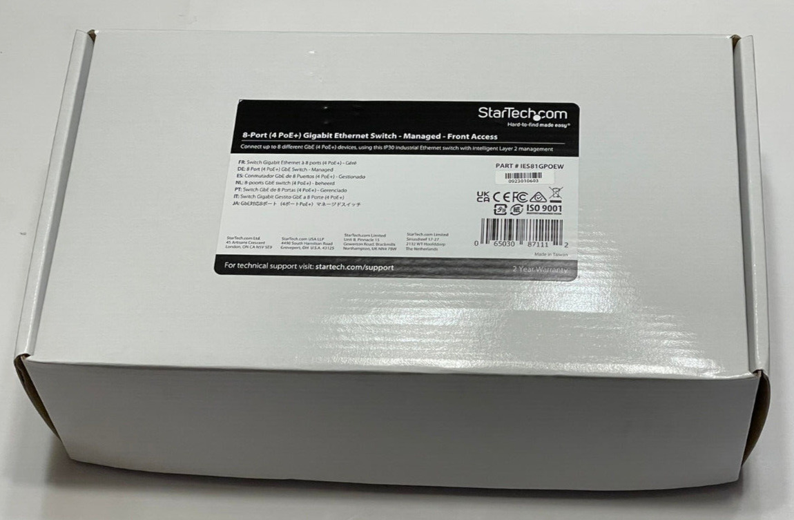 StarTech Industrial 8 Port Gigabit PoE Switch (IES81GPOEW)