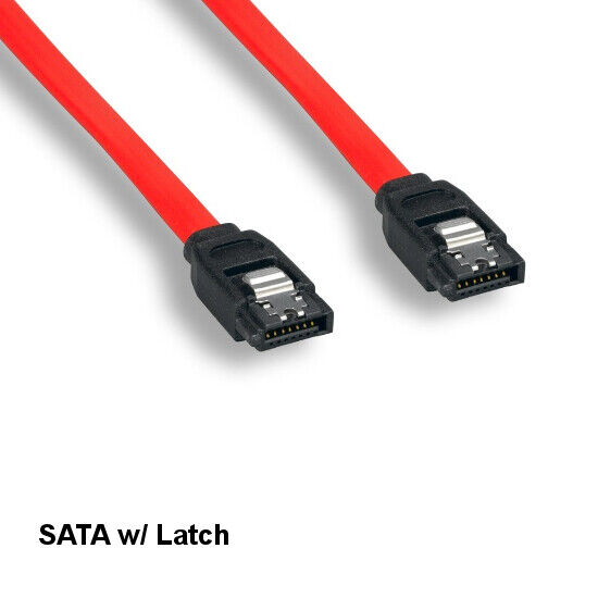 3 Feet SATA Cable with Latch 7 Pin 6 Gbps Straight Connector for PC HDD Data