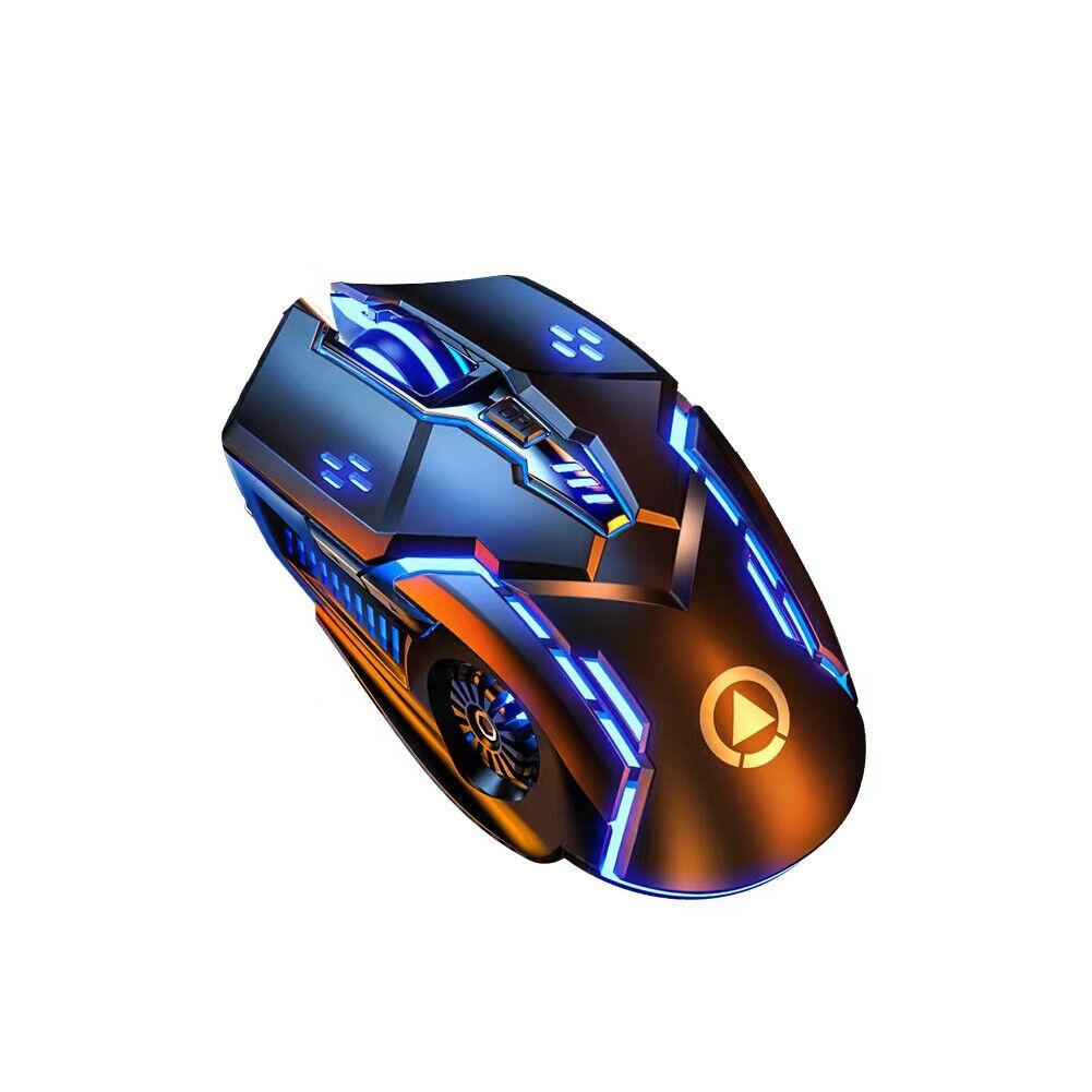 US 1-2 Pcs Wireless Mouse Gaming Rechargeable Cordless 7 Color LED Backlit PC