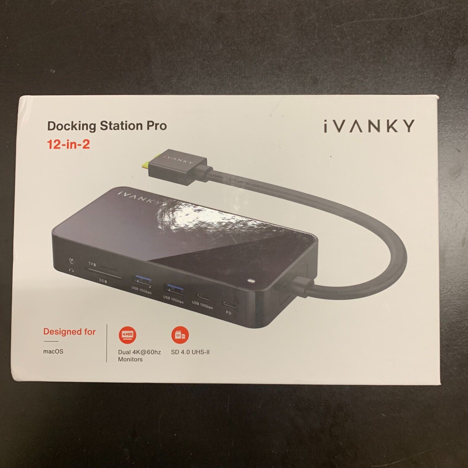 Ivanky VCD08 Black 12-in-2 96W 4K 60Hz USB-C Docking Station for MacBook Pro