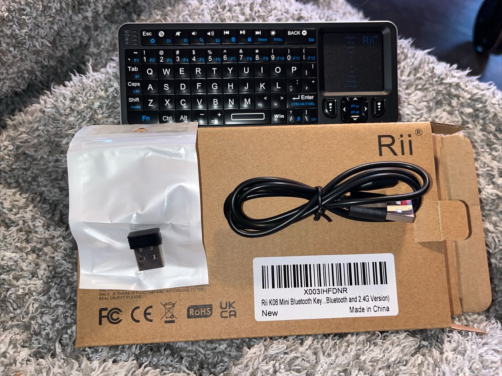 Rii K06 Mini Bluetooth Keyboard / Touchpad, Backlit Wireless with IR 2.4G