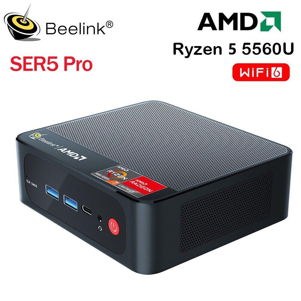 Beelink Mini PC SER5 AMD Ryzen 5 5560U 8GB DDR4 RAM 500GB NVMe SSD Win11