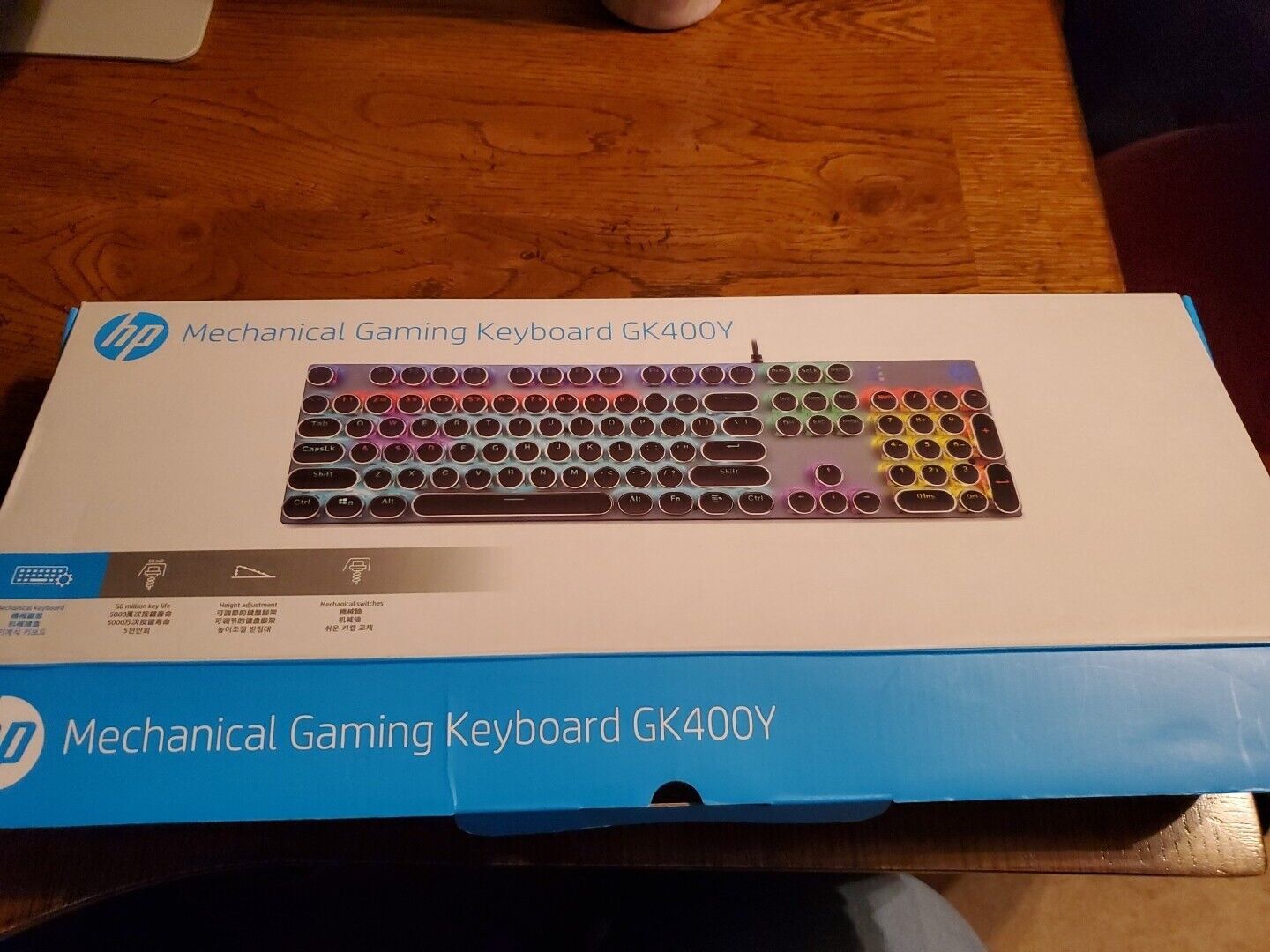 HP Mechanical Gaming Keyboard GK400Y  Backlit Color Key Caps Chromelike Accents
