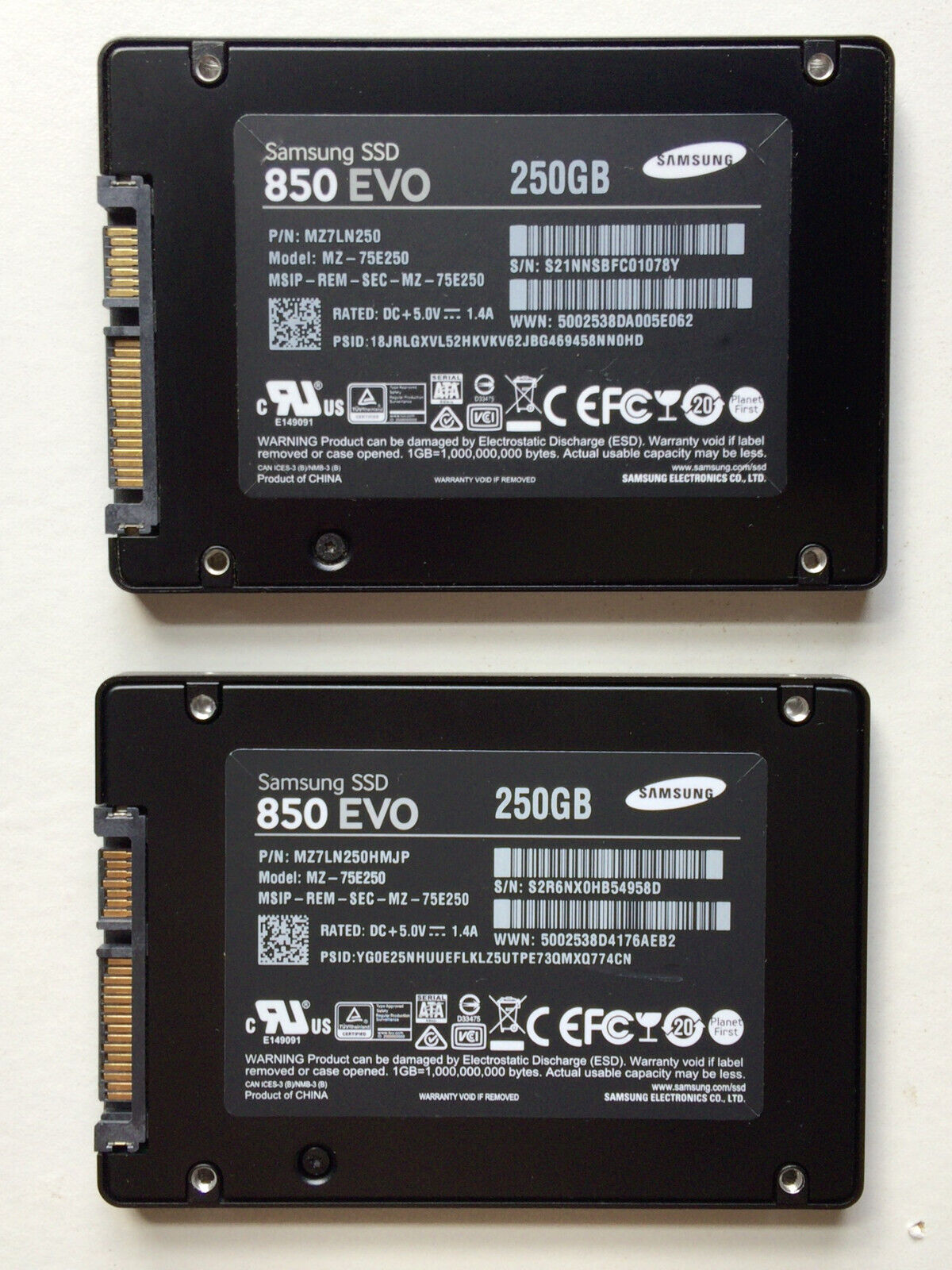 Two 2 Samsung SSD 850 EVO 250GB SATA 2.5\
