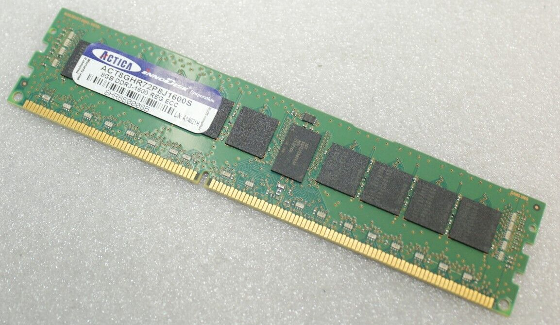 Actica 8Gb PC3-12800R DDR3-1600 ECC Server Memory Ram ACT8GHR72P8J1600S