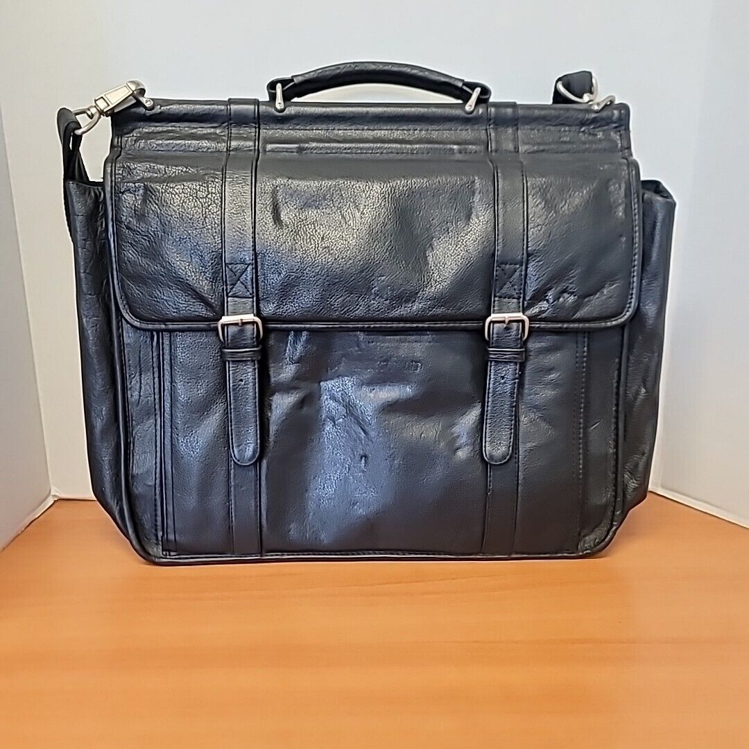 Wilsons Pelle Studio Leather Laptop Bag Briefcase Black