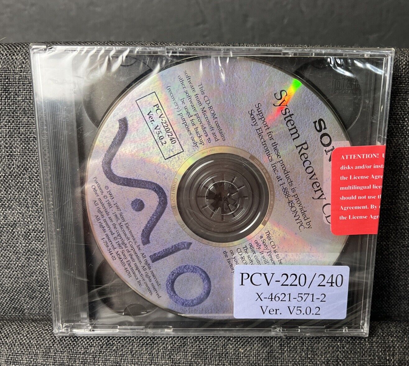 Sony Vaio System Recovery CD PCV - 220/240 X-4621-571-2 Ver. V5.0.2 Brand New