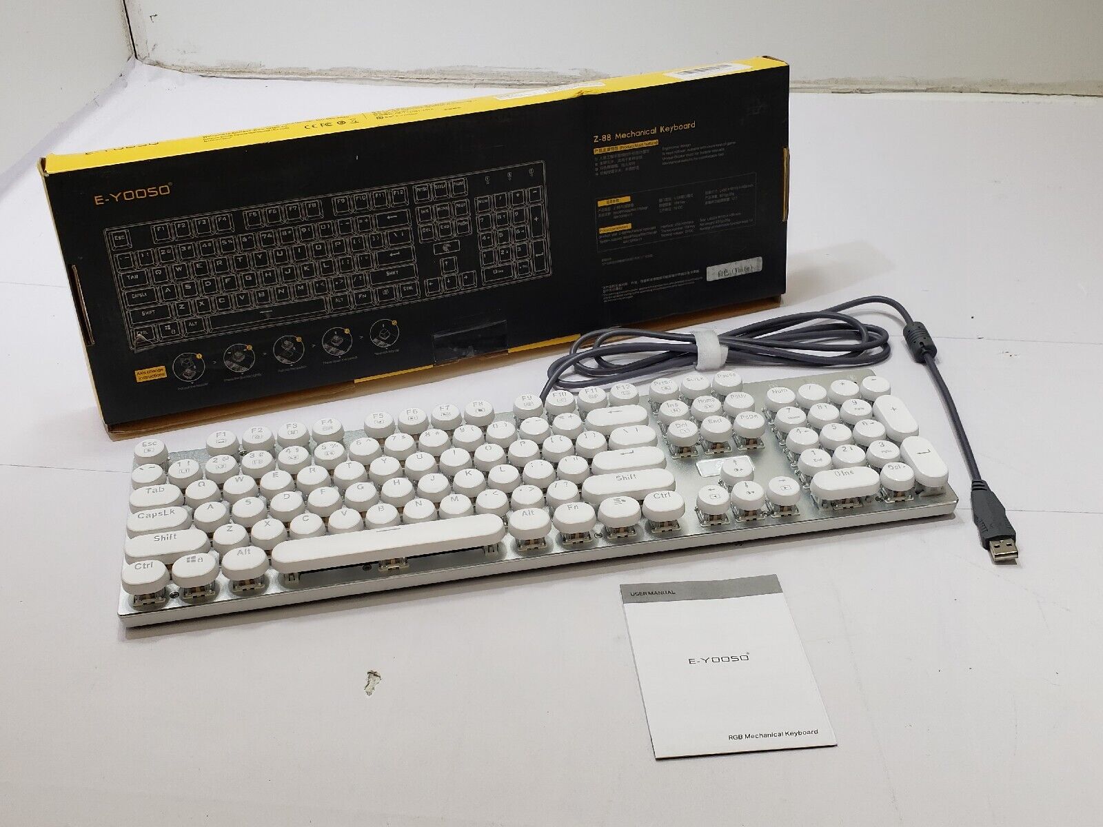 HUO JI E-Yooso Z-88 Wired Typewriter Style Mechanical Keyboard RGB Blue Switches