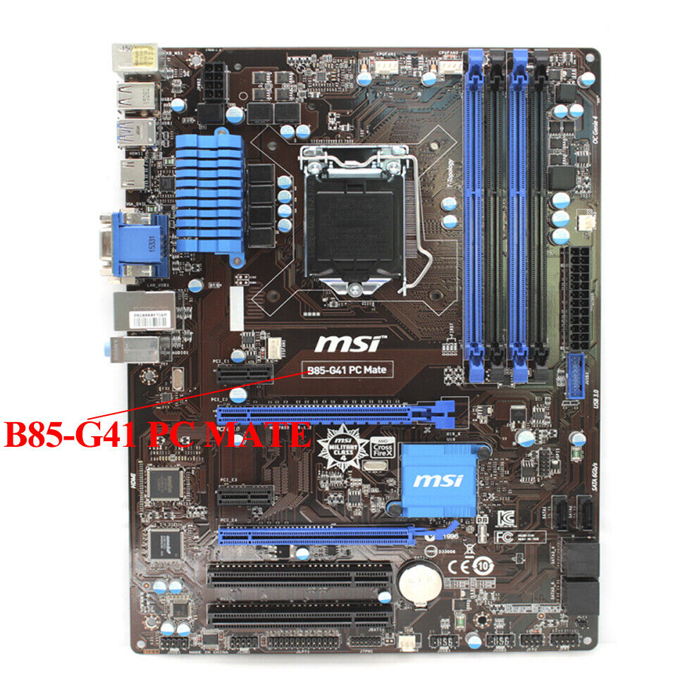 FOR MSI B85-G41 PC Mate Motherboard 1150PIN Supports 4590 4790K 100% Test Work